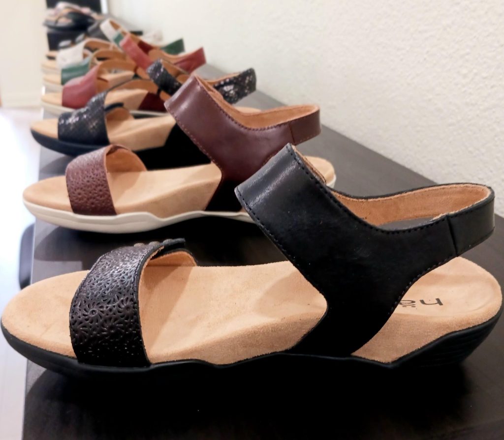 Women's sandal selections at Bio Motion Dunedin retail store